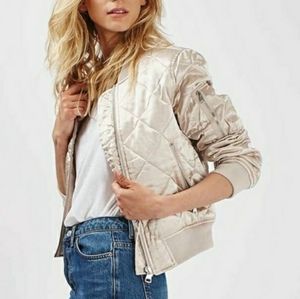 Topshop Shiny Quilted Bomber Jacket